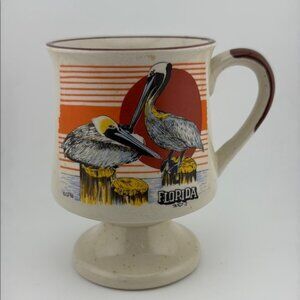 Vintage Florida Pelican Mug with Orange Sun